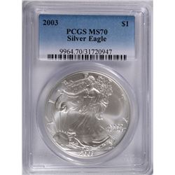 2003 AMERICAN SILVER EAGLE, PCGS MS-70! PERFECT!