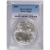 Image 1 : 2005 AMERICAN SILVER EAGLE, PCGS MS-70 RARE LISTS IN PCGS PRICE GUIDE AT $700.00