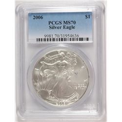 2006 AMERICAN SILVER EAGLE, PCGS MS-70 PERFECT!