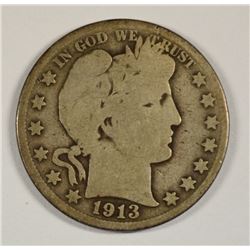 1913 BARBER HALF DOLLAR AG/G