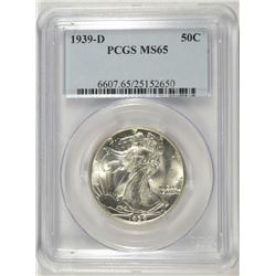 1939-D WALKING LIBERTY HALF DOLLAR PCGS MS-65