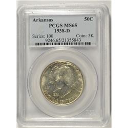 1938-D ARKANSAS COMMEN HALF DOLLAR PCGS MS-65
