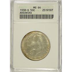 1938-S ARKANSAS COMMEN HALF DOLLAR ANACS MS-64