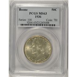 1936 BOONE COMMEN HALF DOLLAR PCGS MS-63