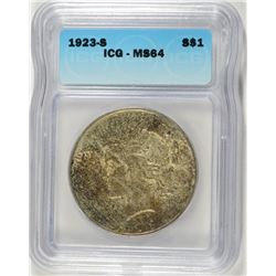 1923-S PEACE DOLLAR ICG MS-64