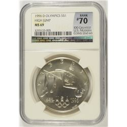 1996-D OLYMPICS (HIGH JUMP) COMMEN DOLLAR NGC MS-69 (RANK #70 100 GREATEST US MO