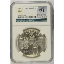 1996-S COMMUNITY SERVICE COMMEN DOLLAR NGC MS-69 (RANK #71 100 GREATEST US MODER