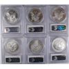 Image 2 : 2002, 2003, 2004, 2005, 2006 & 2007 AMERICAN SILVER EAGLES, ALL PCGS MS-69!