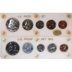 ( 2 ) 1962 U.S. PROOF SETS IN PLASTIC HOLDERS