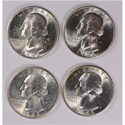 LOT OF ( 4 ) 1946-S WASHINGTON QUARTERS, GEM BU