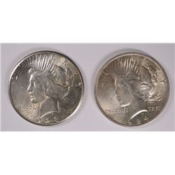 ( 2 ) AU/BU PEACE SILVER DOLLARS: 1923-S & 1924