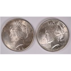 ( 2 ) BU BLAST WHITE  PEACE SILVER DOLLARS: 1922 & 1924