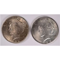 ( 2 ) BU PEACE SILVER DOLLARS: 1922 & 1925