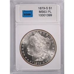1879-S MORGAN SILVER DOLLAR, CCGS MS-63 PL
