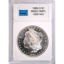 1880-S MORGAN SILVER DOLLAR, CCGS MS-63 DMPL