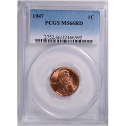 1947 LINCOLN CENT, PCGS MS-66 RED!