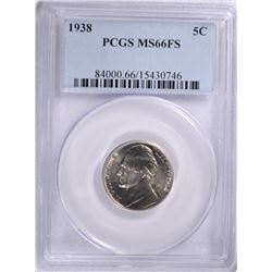 1938 JEFFERSON NICKEL, PCGS MS-66 FULL STEPS TOUGH!