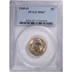1945-D JEFFERSON NICKEL, PCGS MS-67