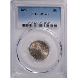 1897 LIBERTY NICKEL, PCGS MS-63 NICE!!