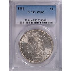1886 MORGAN SILVER DOLLAR, PCGS MS-63