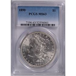 1890 MORGAN SILVER DOLLAR, PCGS MS-63