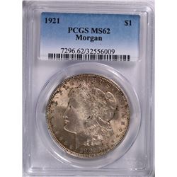 1921 MORGAN SILVER DOLLAR, PCGS MS-62