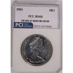 1965 CANADIAN SILVER DOLLAR, PCI MS-66 RARE!
