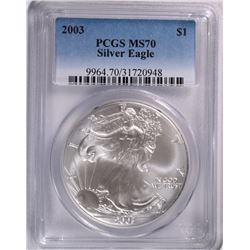 2003 AMERICAN SILVER EAGLE, PCGS MS-70! PERFECT!