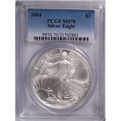 2004 AMERICAN SILVER EAGLE, PCGS MS-70!
