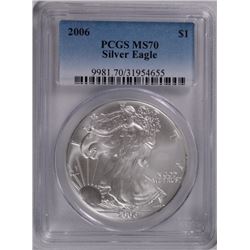 2006 AMERICAN SILVER EAGLE, PCGS MS-70 PERFECT!