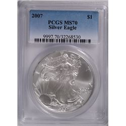 2007 AMERICAN SILVER EAGLE, PCGS MS-70 PERFECT!