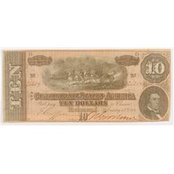1864 $10 CONFEDERATE STATES OF AMERICA NOTE (T-68) VF