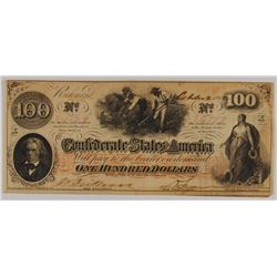 1862 $100 CONFEDERATE STATES OF AMERICA NOTE (T-41) VF