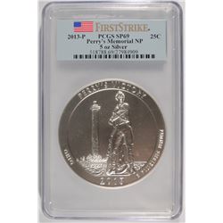 2013 PERRY'S MERMORIAL (5 OZT .999 FS) PCGS SP-69 (FIRST STRIKE)