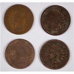 (4) 1874 INDIAN HEAD CENTS