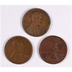(3) 1911-S LINCOLN CENTS