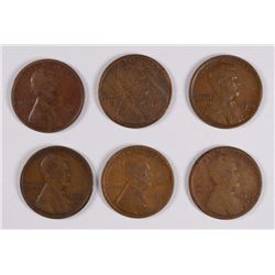 (6) 1913-S LINCOLN CENTS