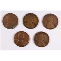 (5) 1915-S LINCOLN CENTS