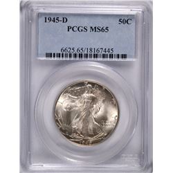 1945-D WALKING LIBERTY HALF DOLLAR PCGS MS-65