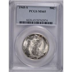 1945-S WALKING LIBERTY HALF DOLLAR PCGS MS-65