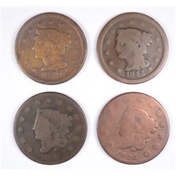 (4) LARGE CENTS (1824, 1835, 1843, 1849)