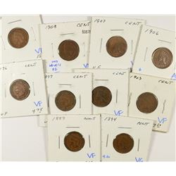 (10) INDIAN HEAD CENTS (89, 94, 96, 97, 98, 03, 06, 07, 08, 09)