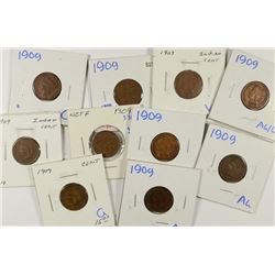 (10) 1909 INDIAN HEAD CENTS