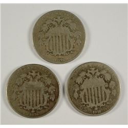 (3) SHIELD NICKELS (72, 73, 76)