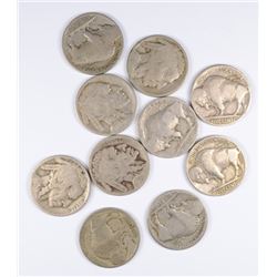(10) BUFFALO NICKELS (17-D, 17-S, 18-D, 18-S, 19-D, 19-S, 20-D, 20-S, 21, 21-S)