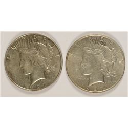 (2) 1927-D PEACE DOLLARS XF'S