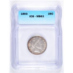 1893 BARBER QUARTER ICG MS-63