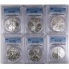 Image 1 : 2002, 2003, 2004, 2005, 2006 & 2007 AMERICAN SILVER EAGLES, ALL PCGS MS-69!