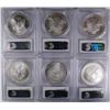Image 2 : 2002, 2003, 2004, 2005, 2006 & 2007 AMERICAN SILVER EAGLES, ALL PCGS MS-69!