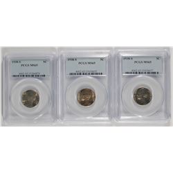 ( 3 ) 1938-S JEFFERSON NICKELS, PCGS MS-65
